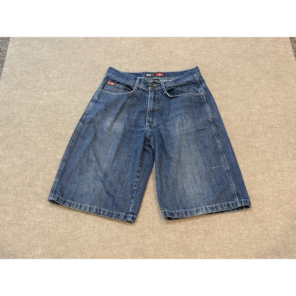 Vintage Southpole Jean Shorts Mens 34 Blue Denim Red Tab Baggy Hip Hop Jorts Y2K